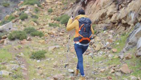 Rear-view-of-an-active-female-hiker