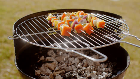 Colorful-vegetable-kebabs-grilling-on-a-BBQ