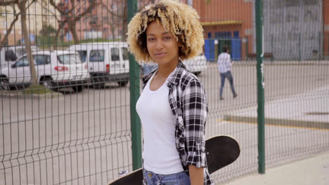 Sexy-beautiful-girl-walking-with-skateboard