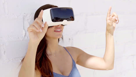 Young-woman-wearing-virtual-reality-glasses
