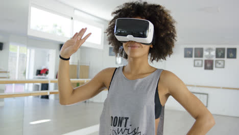 African-american-girl-using-VR-glasses