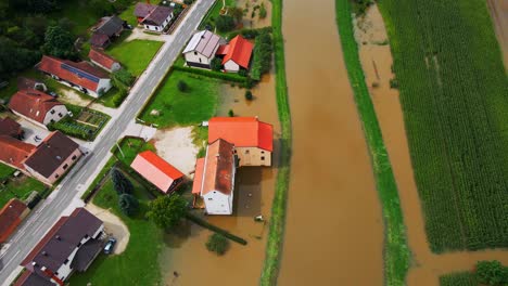 Horrific-Aerial-4K-Drone-footage-of-August,-floods-in-Pomurje-region-of-Slovenia
