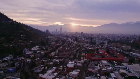 Aerial-shot-of-the-Bellavista-neighborhood-within-the-Providencia-district-at-sunset