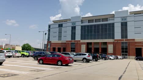 Kinnick-Stadium-on-the-campus-of-the-University-of-Iowa-in-Iowa-City,-Iowa-with-video-pan-left-to-right-medium-shot