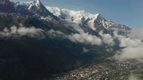 Aerial-slider-shot-of-Chamonix-village-under-Mont-Blanc
