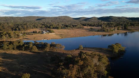 Aerial-over-Storm-King-in-rural-part-of-Stanthorpe,-Queensland-in-the-early-morning-in-winter