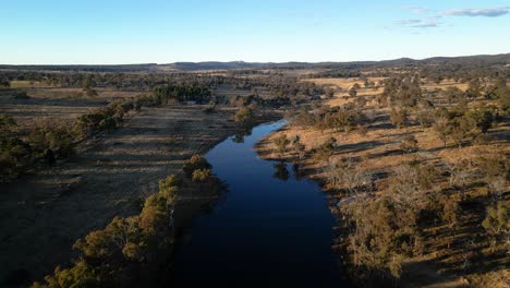 Aerial-over-Storm-King-in-rural-part-of-Stanthorpe,-Queensland-in-the-early-morning-in-winter