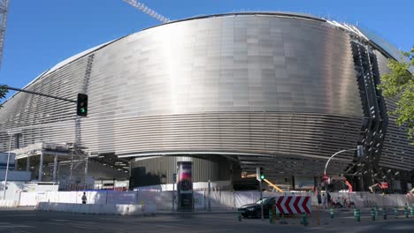 Real-Madrid´s-football-stadium,-Santiago-Bernabeu,-is-seen-going-through-the-last-stage-of-completing-its-new-design-and-full-renovation