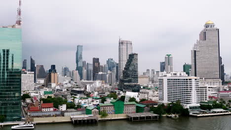 Business-city,-view-with-an-aerial-view-of-Bangkok-downtown