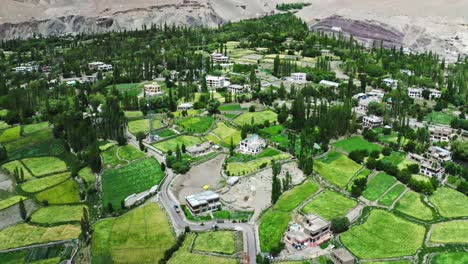 Aerial-View-of-Landscape,-Buildings-and-Life-in-Leh,-Ladakh
