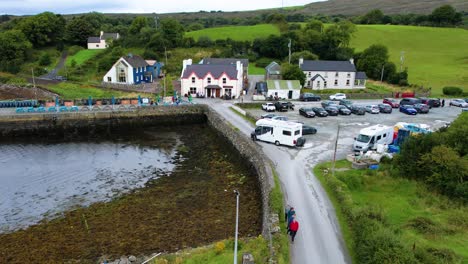 A-4K-Aerial-shot-of-Helen's-Bar-Kilmackillogue-Co-Kerry-A-quiet-sleepy-harbour-on-the-Kenmare-peninsula-a-few-short-miles-from-Killarney-and-Kenmare-town