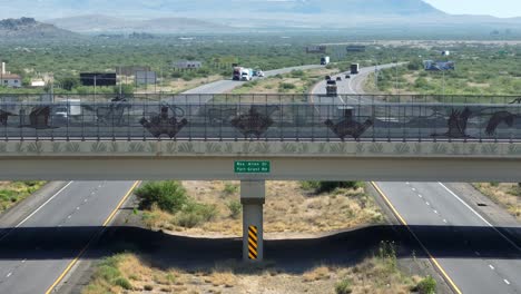 Native-American-art-on-highway-overpass-in-desert-in-southwest-USA