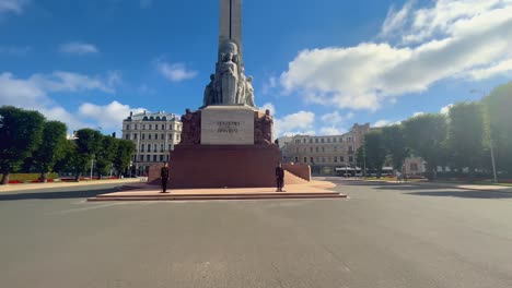 Guard-of-Honour-soldiers-marching-and-posting-at-Latvia-Freedom-Monument-Riga