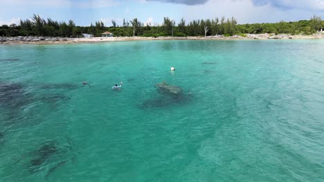 Paar-Schnorchelt-über-Einer-Unterwasserskulptur-Auf-Den-Bahamas