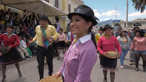 Experience-the-captivating-beauty-of-Andean-traditions-as-a-group-of-women-dancers-elegantly-perform-in-traditional-attire-during-the-Chagra-Processional-Parade