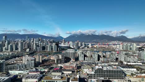 Downtown-Vancouver-Skyline-With-Science-Museum-Seen-From-The-Mount-Pleasant-In-BC,-Canada