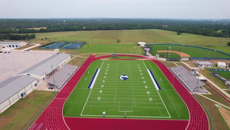 Aerial-footage-of-the-Lampasas-High-School-track-and-football-stadium-located-in-Lampasas-Texas