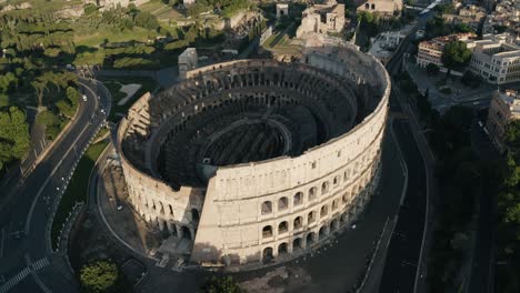 Overhead-aerial-view-of-the-Roman-Colosseum-at-sunrise