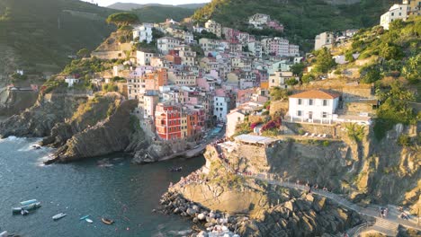 Cinematic-Establishing-Drone-Shot-of-Riomaggiore,-Cinque-Terre-in-Italy