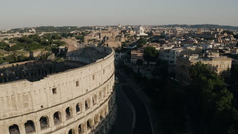 Aerial-view-of-the-Colosseum-in-Rome's-bright-sunlight