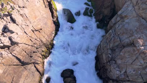Aerial-View-Of-Wate-Rapids-Of-River-Flowing-Between-The-Rocks
