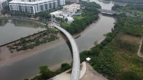 Aerial-wide-view-above-pedestrian-bridge-district-7-ho-chi-minh-city-vietnam