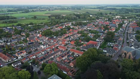 Aerial-of-a-beautiful-small-town-in-the-Netherlands
