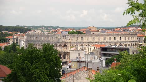 Wide-angle-view-of-the-Amphitheater-in-Pula,-Northwestern-Croatia