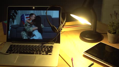Digital-composite-video-of-american-soldier-hugging-his-daughter