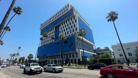 Wide-angle-establish-shot-exterior-Netflix-headquarters-in-Los-Angeles