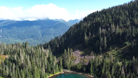 Aerial-drone-captures-serene-beauty-of-Twenty-Two-Lake-in-Washington