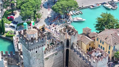 Fortified-stone-built-Scaliger-castle-Sirmione-Italy-aerial