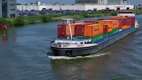 "Amira"-River-Cargo-Boat-Embarks-on-Scenic-Zwijndrecht-Journey