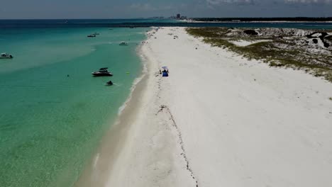 Beach-Aerial-view-of-Shell-Island,-Panama-city-beach,-Florida,-United-States