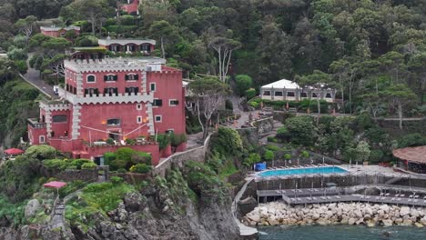 Drone-establish-famous-hotel-resort-mezzatorre-on-island-Ischia-in-Italy