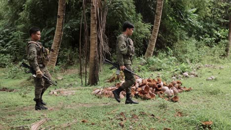 War-Troops-Asian-Soldiers-Walking-Through-Jungle-Abuse-Violence-Trama-Asia-Myanmar-Vietnam-War-Military-Fatigues-Refugeev