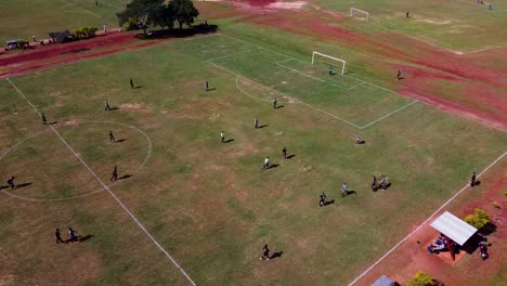Aerial-View-Of-Soccer-Players-,-Attack-vs-Defence