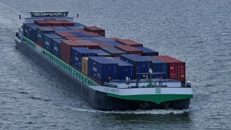 Blue-and-Green-River-Cargo-Boat-Explores-Moerdijk-Waters