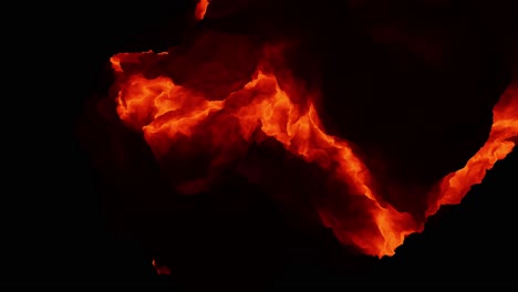 Majestic-fire-on-a-black-background,-slow-motion,-4K-It-can-be-used-as-a-background-and-can-be-added-to-videos-in-editing-software
