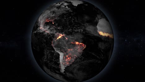 World-map-with-animation-of-wildfires-all-over-the-globe,-throughout-the-years