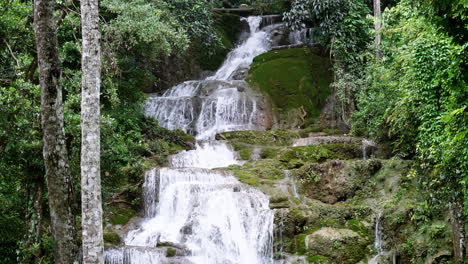 Deep-Forest-Pha-Charoen-Waterfall-in-the-national-park-is-a-popular-tourist-attraction-in-Phop-Phra-District,-Tak-Province,-Thailand