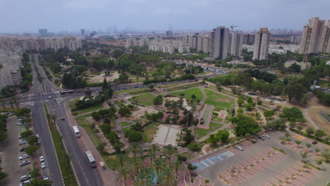 Twin-Cities-Park-in-the-heart-of-Rishon-LeZion-on-a-cloudy-summer-day---static-shot
