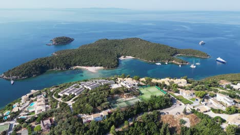 Syvota-Coastal-Village,-Resort-and-Islands-in-Epirus,-Greece-Mainland