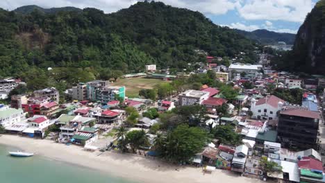 El-Nido-Town-and-Port-Beachfront-Unveiled-in-the-Beauty-of-Bacuit-Bay,-Philippines