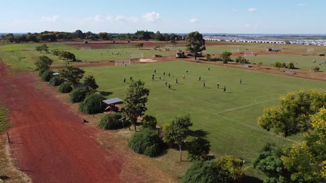 Panning-Bird’s-Eye-View-of-the-Action:-A-Thrilling-Soccer-Tournament-in-Posadas,-Argentina