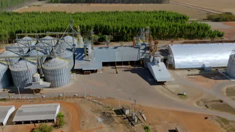 Spectacular-Aerial-View-of-Wheat-and-Sorghum-Storage-Silos-Captured-by-an-Orbiting-Drone