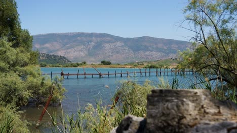Butrint,-Albania,-view-of-beautiful-mountains-and-blue-lake