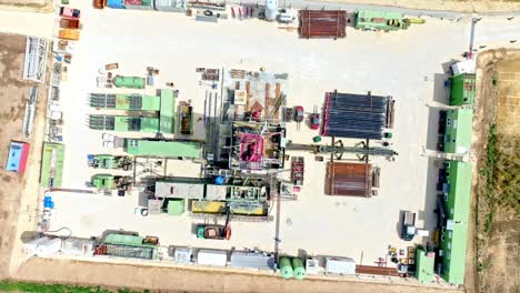 Top-Down-View-Of-Oil-And-Gas-Drilling-Rig-Onshore-In-Austria---drone-shot