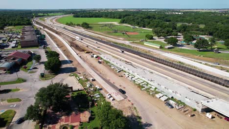 Aerial-footage-of-highway-35-facing-south-in-Gainesville-Texas