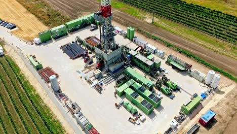 Aerial-View-On-Oil-Or-Gas-Drilling-Company-In-Austria---drone-shot